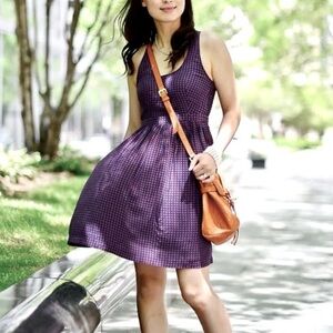 Maple By Anthropologie Dress Silk Sleeveless With Pockets - Navy Red Size 6